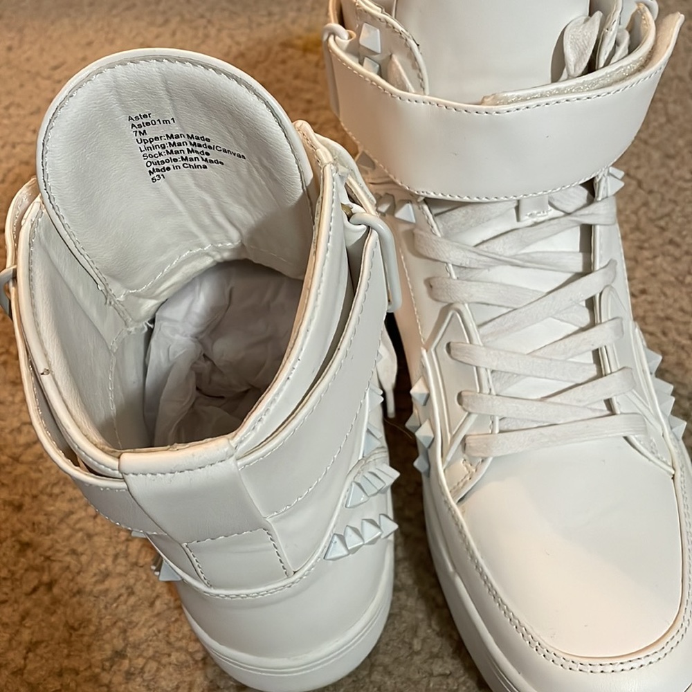 STEVE MADDEN Men's Size 7 White Thorn High Tops - Picture 4 of 8